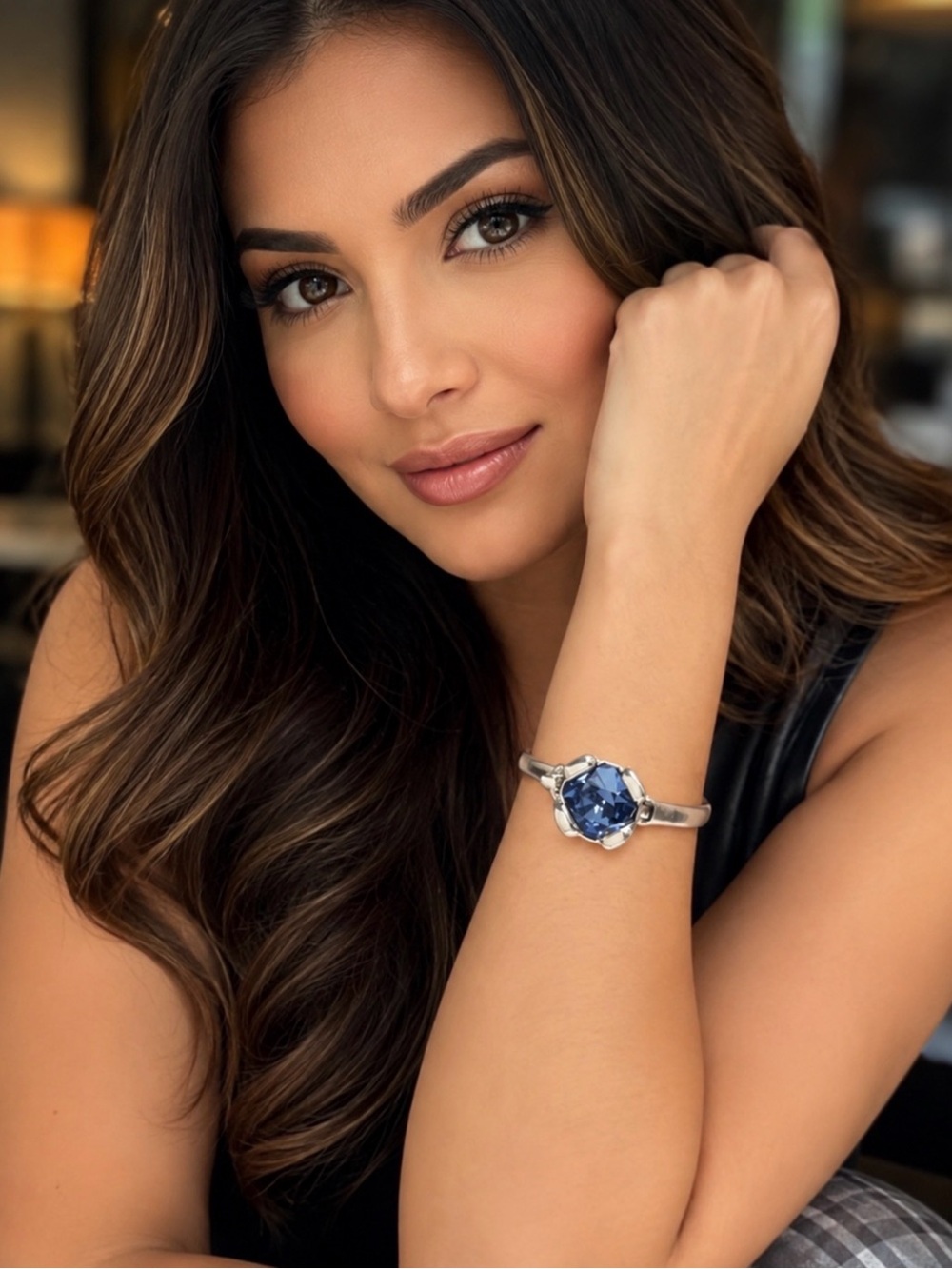 Blue Crystal bangle bracelet